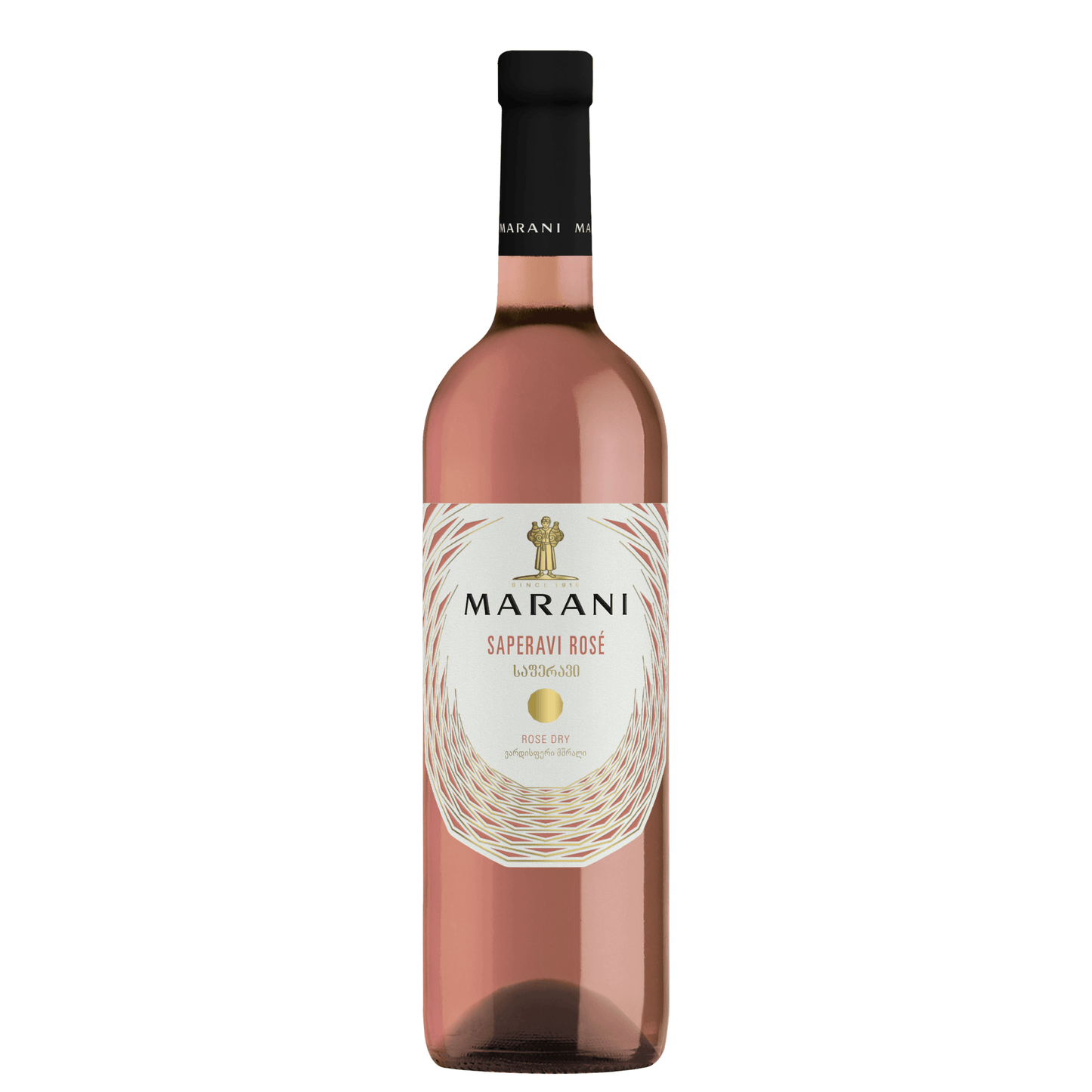 Saperavi Rose 2022 Georgian rosé wine bottle with Marani winery label and pink Saperavi grape color