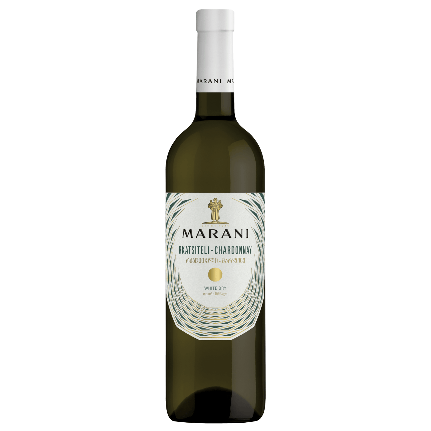Rkatsiteli-Chardonnay 2022 Georgian white wine blend bottle with Marani winery label and premium blend branding"