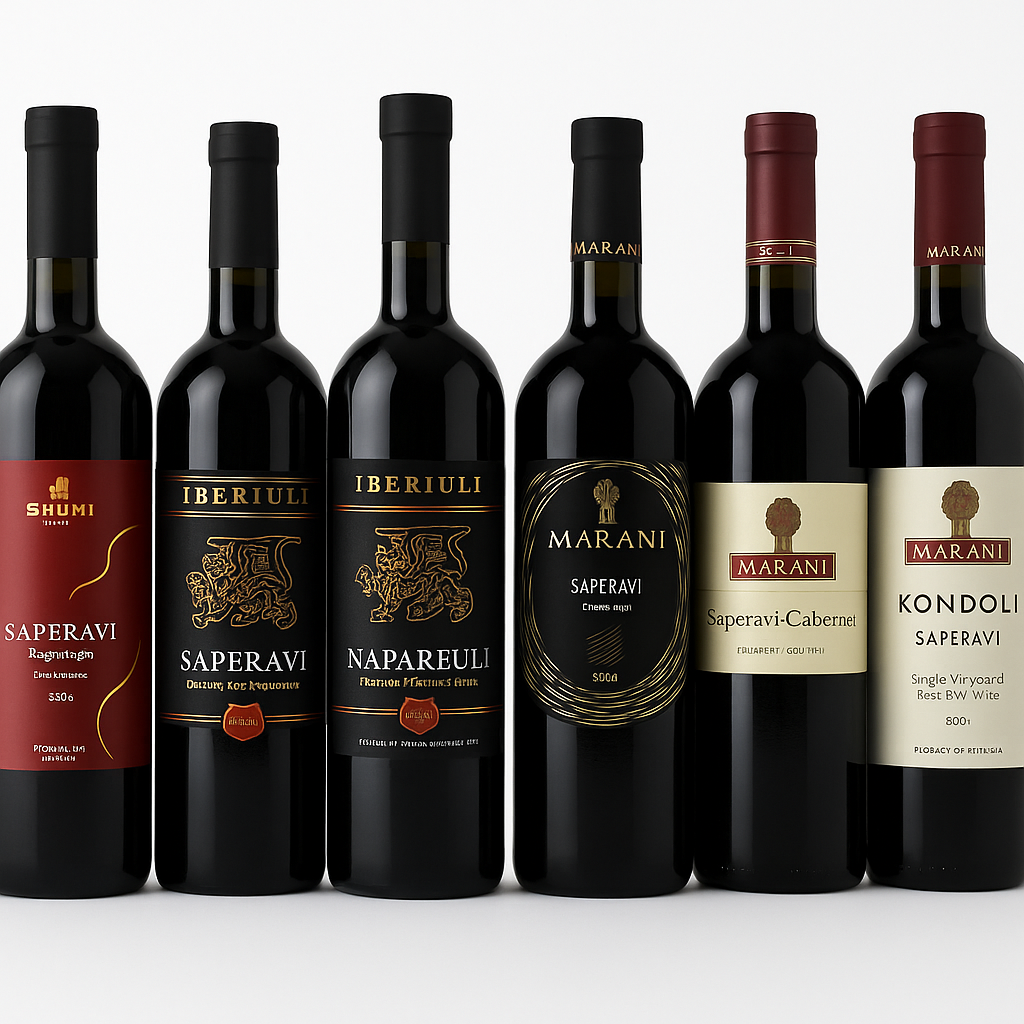 Georgian Red Wine Tasting Case - All 6 Bottles Clearly Visible