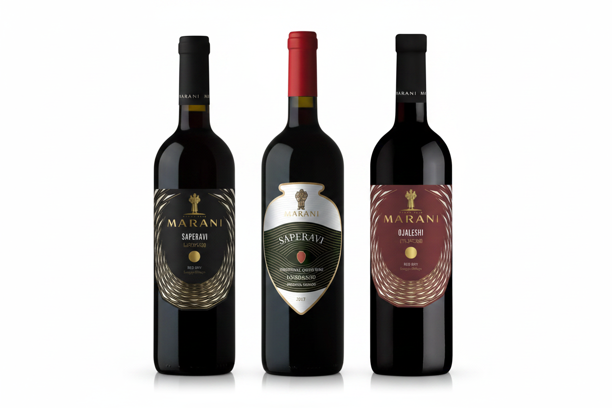 Georgian Red Wine Tasting Trio - White Background