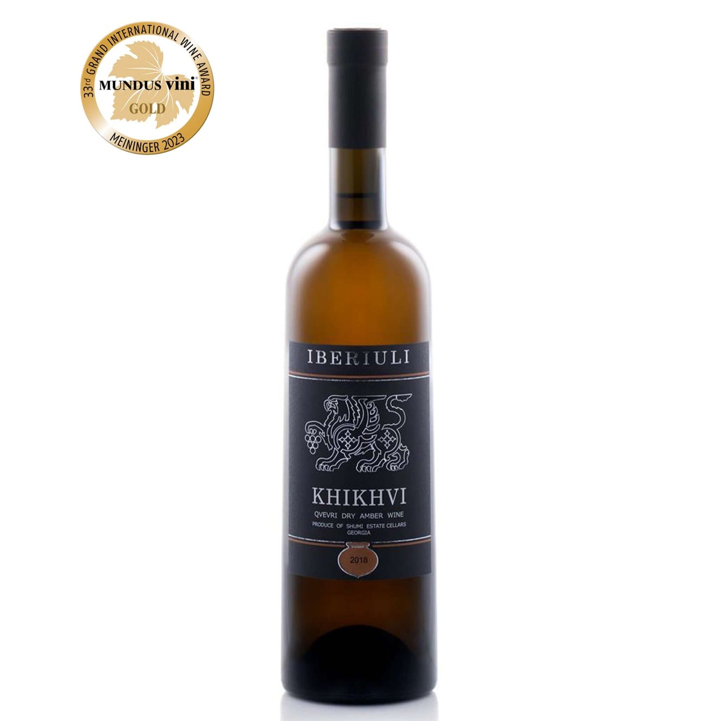 beriuli Khikhvi Qvevri Amber 2019 Georgian amber wine bottle with traditional qvevri method label