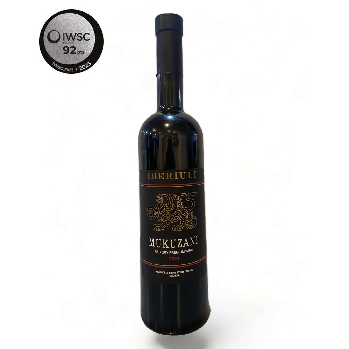 beriuli Mukuzani 2022 Georgian red wine bottle with Shumi winery label and premium Mukuzani appellation branding
