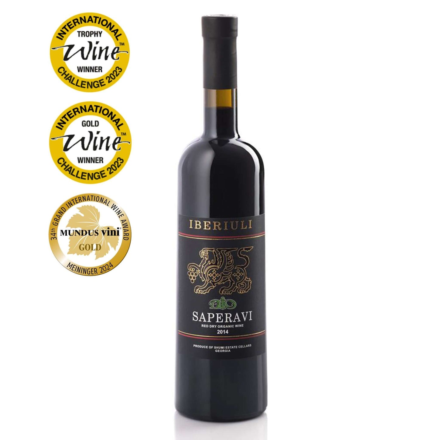 Iberiuli Saperavi Biodynamic 2020 Georgian organic red wine bottle with Shumi winery biodynamic label