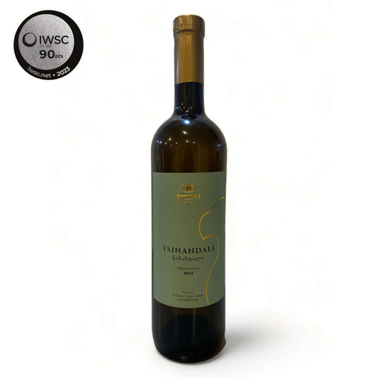 Tsinandali 2022 Georgian white wine bottle with Shumi winery label and classic Tsinandali region branding