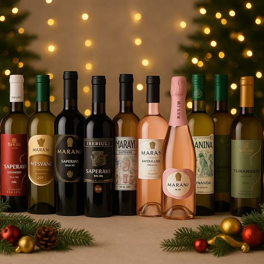 Georgian Wine Collection - All 12 Bottles with Subtle Christmas Theme