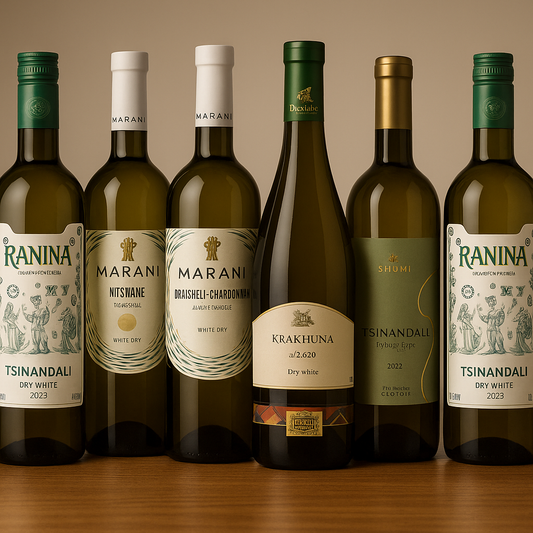 Six Georgian Wines Lineup with Ranina Tsinandali Bookends